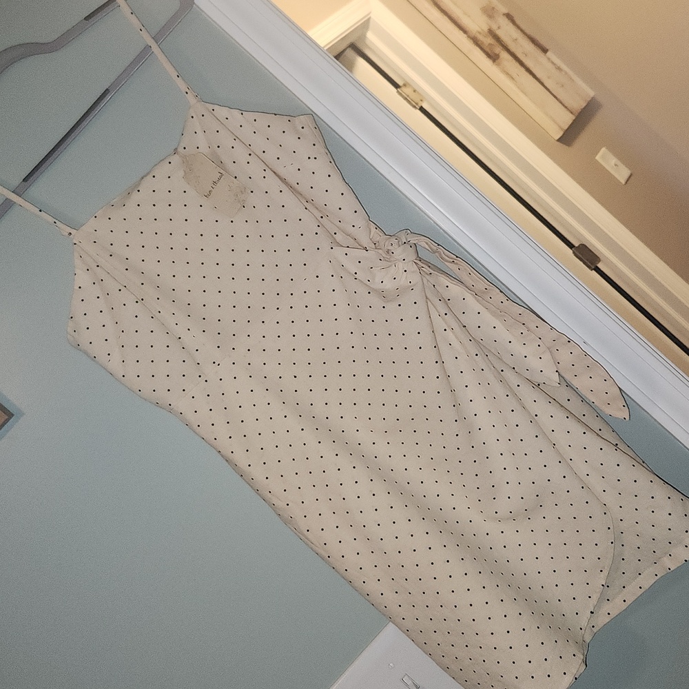Hem & Thread Cream Polka Wrap Mini Dress